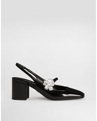 Dolce & Gabbana - 60Mm Embellished Polished Leather Slingback Pumps - Lyst