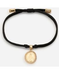 Dolce & Gabbana - Devotion ブレスレット ファブリック イエローゴールド＆ホワイトゴールド＆ダイヤモンドペンダント - Lyst