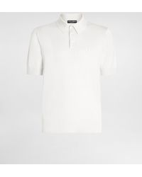 Dolce & Gabbana - Silk Polo-Shirt With Logo Embroidery - Lyst