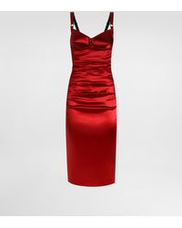 Dolce & Gabbana - Draped Satin Calf-Length Dress With Conical Cups - Lyst