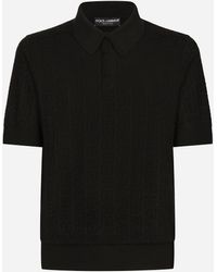 Dolce & Gabbana - Silk Jacquard Polo-Shirt With Dg Logo - Lyst