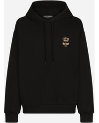 Dolce & Gabbana - Felpa Jersey Cotone Con Cappuccio E Ricamo - Lyst