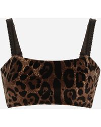Dolce & Gabbana - Chenille Crop Top With Jacquard Leopard Design - Lyst