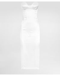 Dolce & Gabbana - Strapless Satin Dress With Corset Details - Lyst
