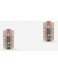 Dolce & Gabbana - Ohrringe Aus Gelbgold 18 Kt Mit Mehrfarbigen Saphiren Und Diamanten - Lyst