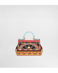 Dolce & Gabbana - Borsa A Mano Sicily Mini Stampa Carretto - Lyst