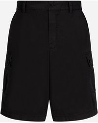 Dolce & Gabbana - Stretch Cotton Cargo Pants With Brand Plate - Lyst