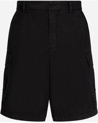 Dolce & Gabbana - Bermuda Cargo En Coton Stretch Avec Plaquette À Logo - Lyst