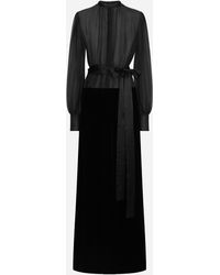 Dolce & Gabbana - Silk Organza Velvet Maxi Dress - Lyst