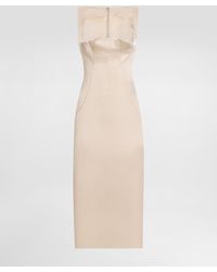 Dolce & Gabbana - Stretch Satin Calf-Length Sheath Dress - Lyst