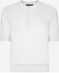Dolce & Gabbana - Silk Granddad-Neck Sweater With Logo Embroidery - Lyst