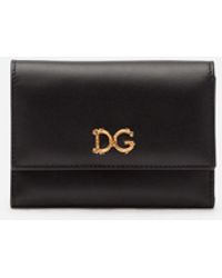 Dolce & Gabbana Continental portemonnaie klein aus kalbsleder im barocken DG-stil - Schwarz