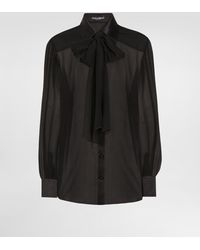 Dolce & Gabbana - Silk Chiffon Shirt With Pussy-Bow - Lyst