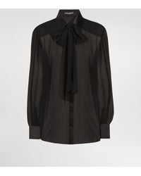 Dolce & Gabbana - Silk Chiffon Shirt With Pussy-Bow - Lyst