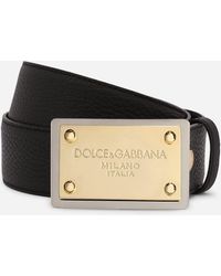Dolce & Gabbana - Lux Leather Belt With Branded Buckle - Lyst
