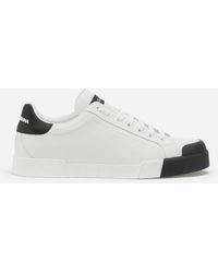 Dolce \u0026 Gabbana Calfskin Nappa Portofino Sneakers With Rubber Toe in Green  for Men - Lyst