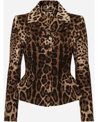Dolce & Gabbana - Chaqueta De Crepé Doble Con Botonadura Sencilla Y Estampado De Leopardo - Lyst