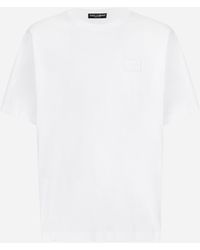 Dolce & Gabbana - T-Shirt En Coton Avec Plaquette À Logo - Lyst