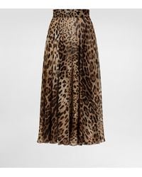 Dolce & Gabbana - Leopard- Chiffon Circle Skirt - Lyst