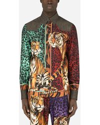 Dolce & Gabbana Synthetic Cordura Jacket With Tiger Print in Black 