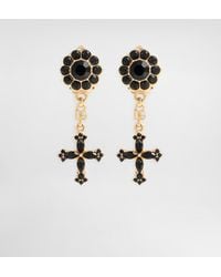 Dolce & Gabbana - Cross And Rhinestone Clip Earrings - Lyst