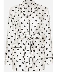 Dolce & Gabbana - Long-Sleeved Silk Pajama Shirt With Polka-Dot - Lyst