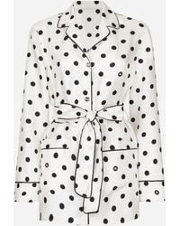 Dolce & Gabbana - Long-Sleeved Silk Pajama Shirt With Polka-Dot - Lyst