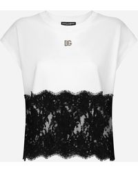 Dolce & Gabbana - Jersey T-shirt With Dg Logo And Lace Details - Lyst