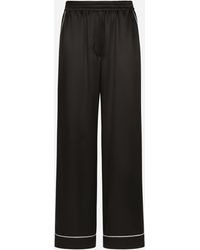 Dolce & Gabbana - Silk Pajama Pants With Contrasting Piping - Lyst