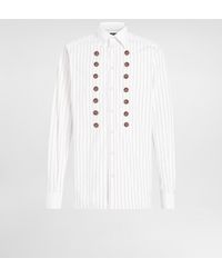 Dolce & Gabbana - Striped Cotton Shirt With Bejeweled Details - Lyst