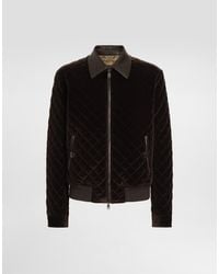 Dolce & Gabbana - Quilted Velvet Bomber Jacket - Lyst