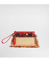 Dolce & Gabbana - Raffia Toiletry Bag With Fringes - Lyst