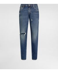 Dolce & Gabbana - Dolce & Gabbana Worn-Look Torn-Knee Jeans - Lyst