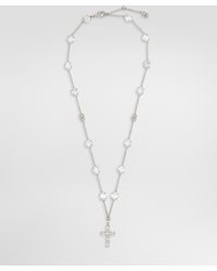 Dolce & Gabbana - Rosary-Style Necklace With Rhinestone-Detailed Crosses - Lyst