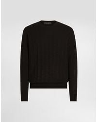 Dolce & Gabbana - Silk Round-Neck Sweater With All-Over Dg Logo Embroidery - Lyst
