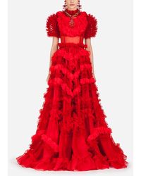 Dolce & Gabbana Silk Organza Dress - Red
