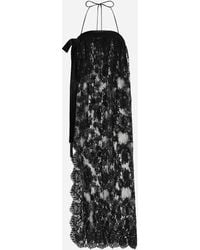 Dolce & Gabbana - Longuette-Kleid Aus Chantilly-Spitze Mit Details Aus Satin - Lyst