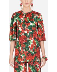 Dolce & Gabbana Blusa De Viscosa Con Estampado Portofino - Rojo