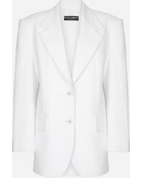 Dolce & Gabbana - Single-Breasted Cotton Raschel Tweed Jacket - Lyst