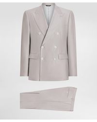 Dolce & Gabbana - Unstrukturierter Zweireihiger Anzug Aus Wolle Und Seide - Lyst