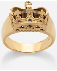 Dolce & Gabbana Crown Yellow Gold Ring With Iron Eye On The Inside - Metallic