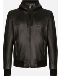 Dolce & Gabbana - Logo-tag Leather Jacket - Lyst