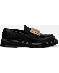 Herren Schuhe Slipper Dolce & Gabbana Leder Mokassin aus kalbsleder mit DG-logo in Schwarz für Herren 
