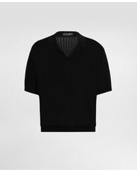 Dolce & Gabbana - Short-Sleeved Cotton Openwork Polo-Shirt - Lyst