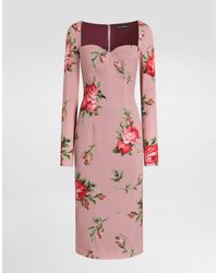 Dolce & Gabbana - Rose Bouquet-Print Sheath Dress - Lyst