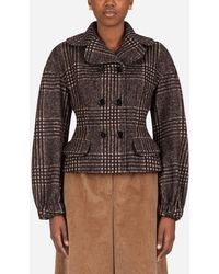 Dolce & Gabbana Short Double-Breasted Tartan Gabbana Jacket - Marron