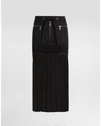 Dolce & Gabbana - Twill Midi Skirt With Chiffon - Lyst