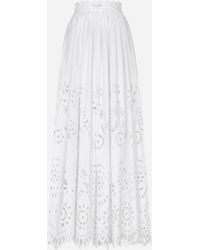 Dolce & Gabbana - Long Cotton Circle Skirt With Cut-Out Detailing - Lyst