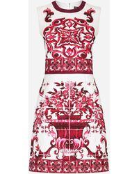 Dolce & Gabbana - Short Majolica-Print Brocade Dress - Lyst