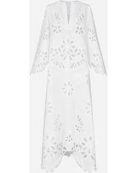 Dolce & Gabbana - Long Cotton Caftan With Cut-Out Detailing - Lyst